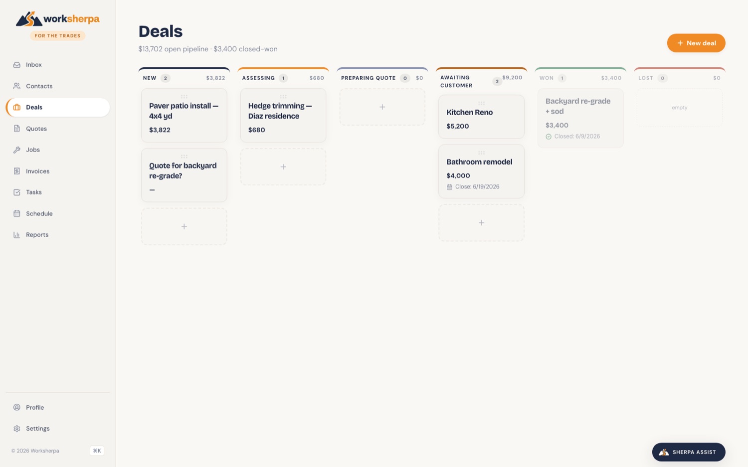 Worksherpa deals pipeline