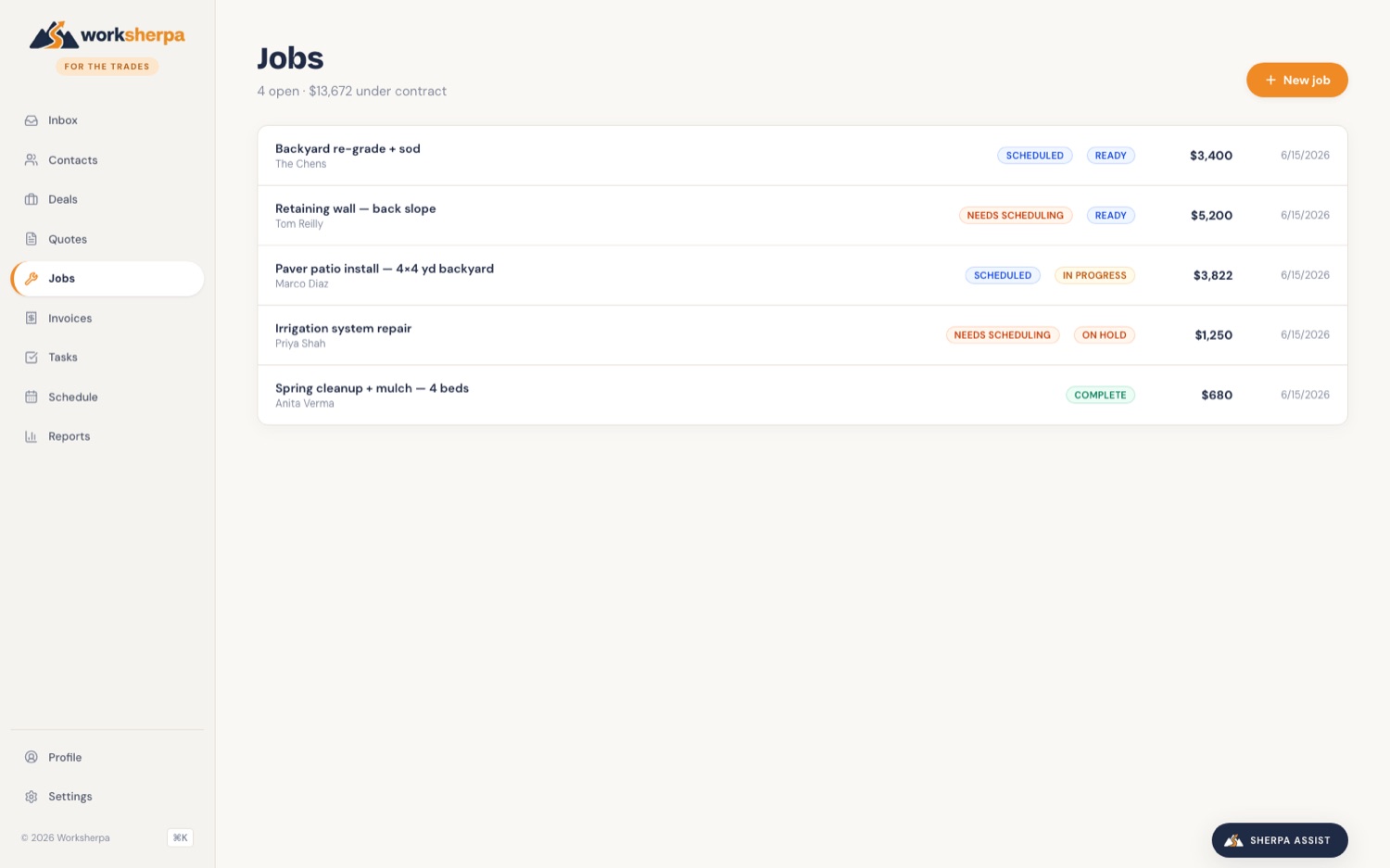Worksherpa jobs workflow